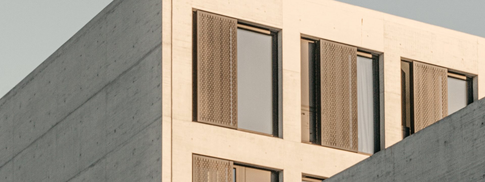 Concrete and timber elevation of a modern residential building
